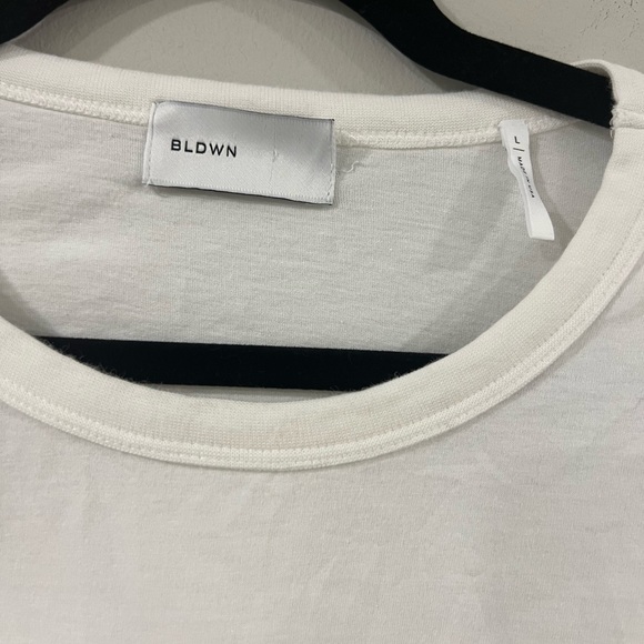 BLDWN Optic White Modern Relaxed Fit Short Sleeve Basic Tee T Shirt Size Large - Picture 3 of 4